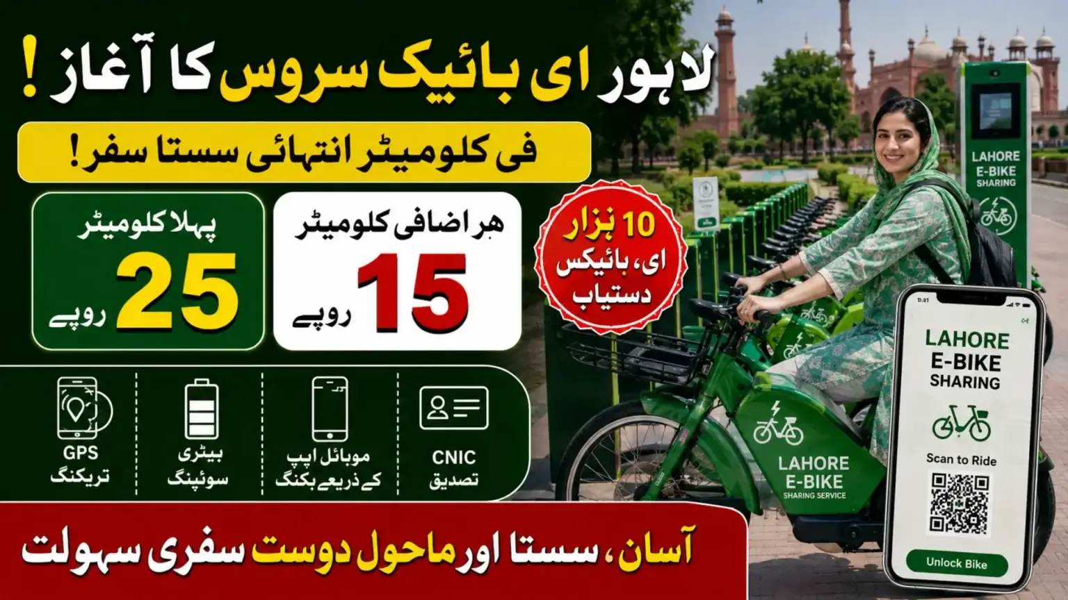 Lahore E Bike Sharing Service Launches with Affordable Per-Kilometer Fares – Know Full Details 2026